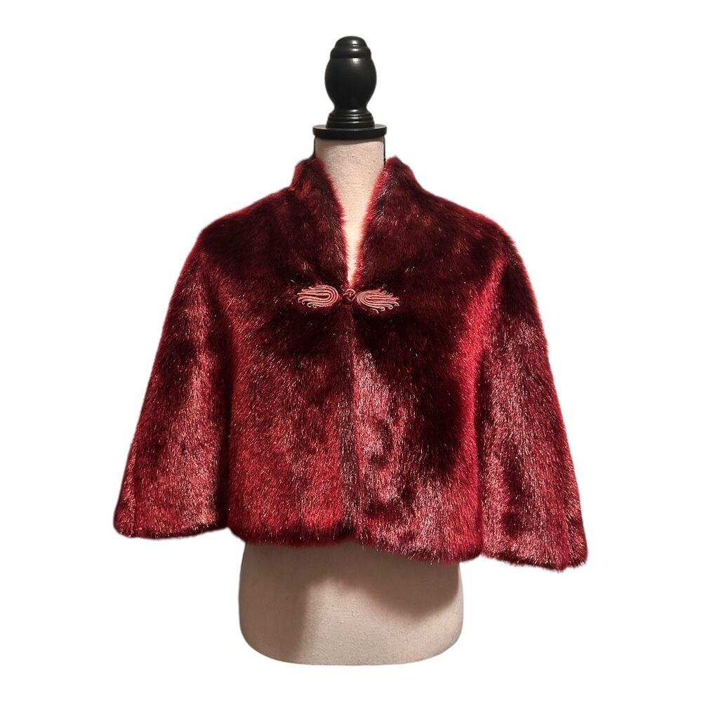 Terry Lewis Classic Luxuries Deep Red Faux Fur Capelet